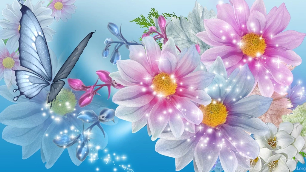 Blue And Pink Flower Wallpapers Wallpapers Zone