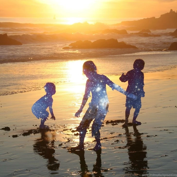 Sunset Beach Stars Kids Summer Season Cosmic 2304x2300 Wallpapers ...