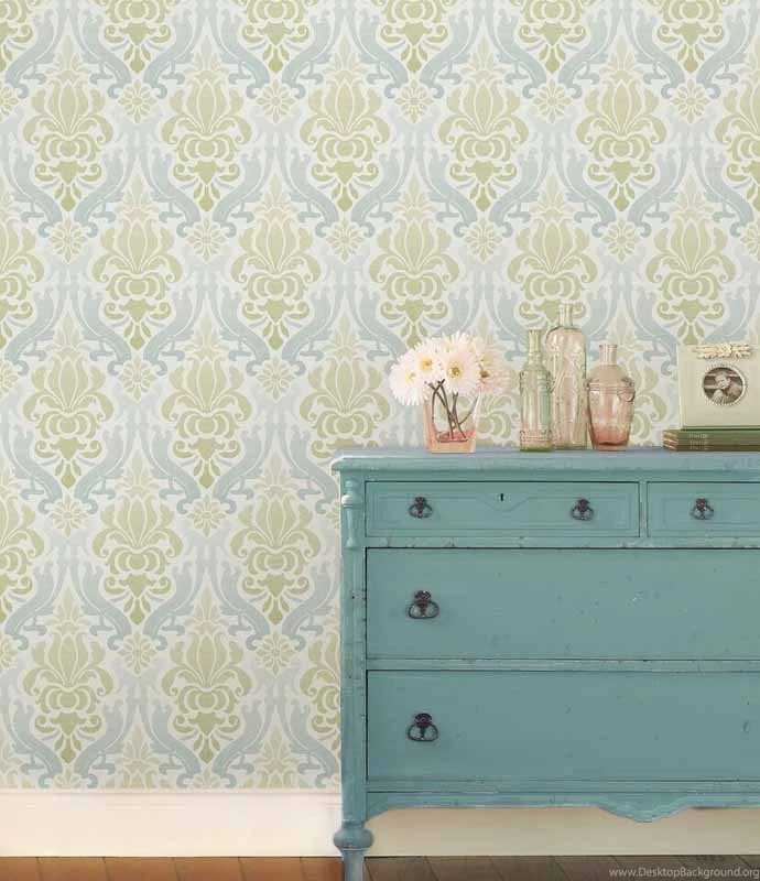 Blue and green nouveau damask peel and stick wallpaper 6.jpg