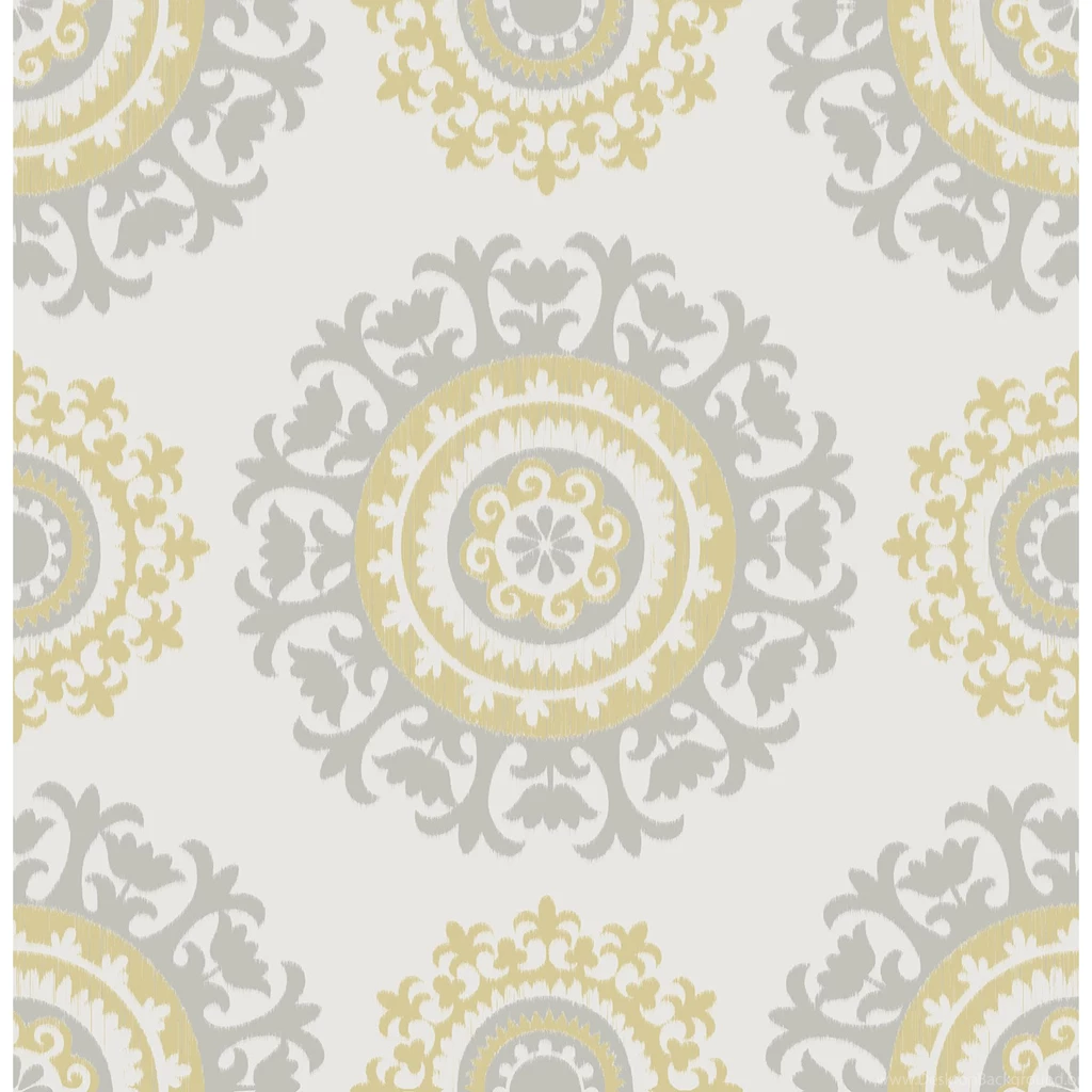 WallPops! Grey And Yellow Suzani Peel And Stick Wallpapers ...