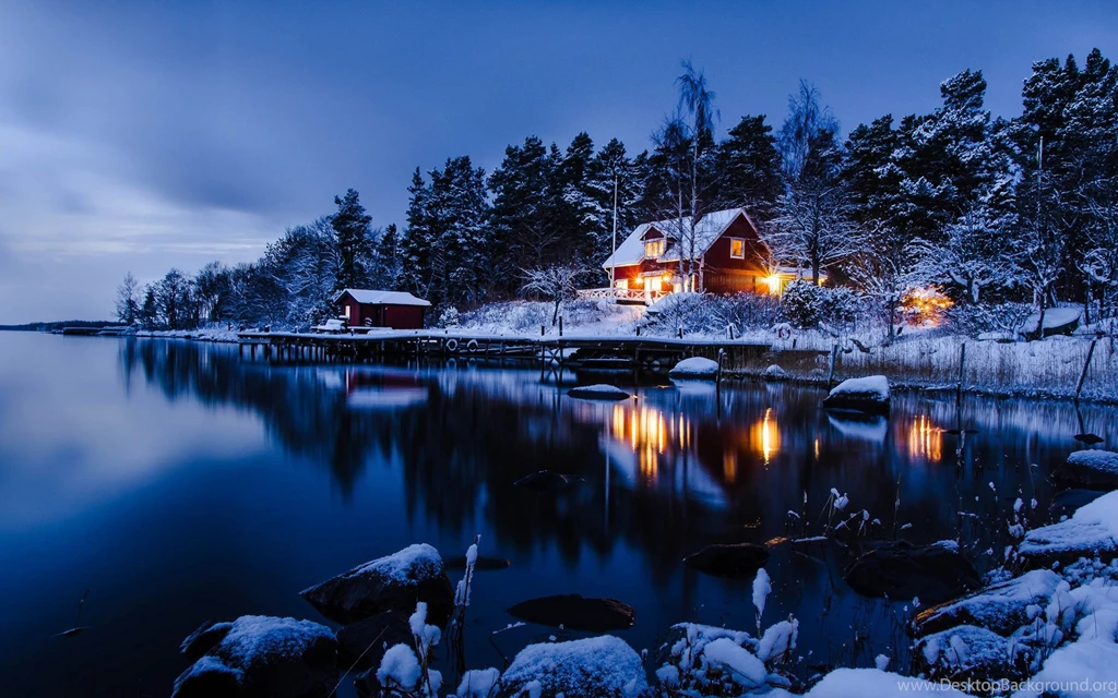 Sweden Winter Landscape Wallpaper.
