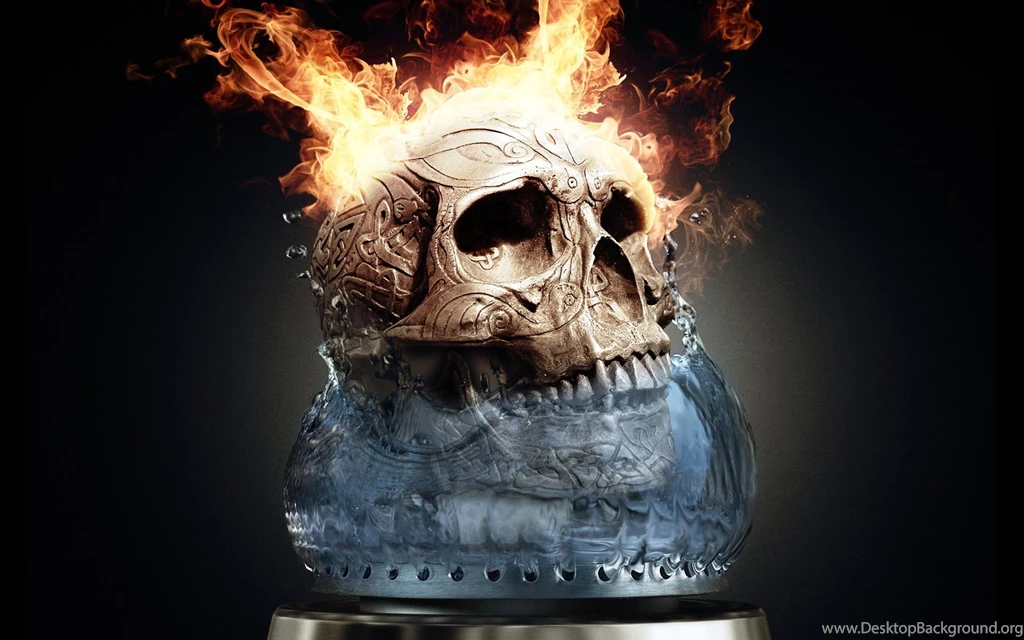 Skull In Fire & Water : Desktop And Mobile Wallpapers : Wallippo