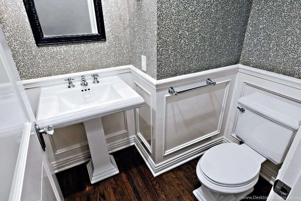 Traditional Powder Room With Hardwood Floors By 24 Design Desktop