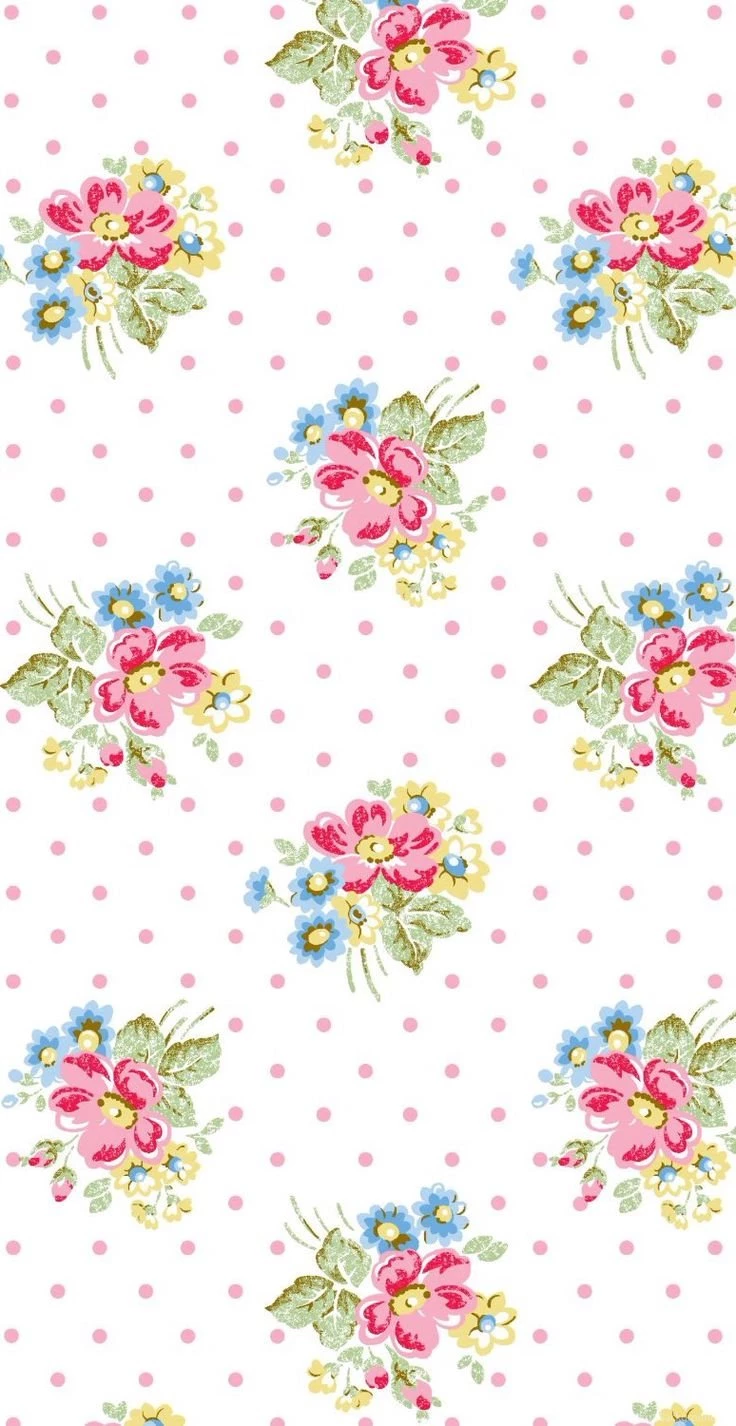 White Pink Blue Vintage Retro Floral Bouquet Spots Dots Iphone ...