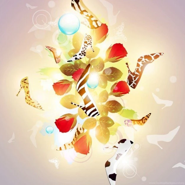 Creative Romantic Fashion High Heeled Shoes Backgrounds Vector Set ...