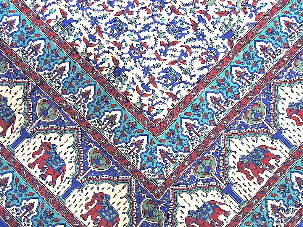 Indian Print Bedding – Elephant Pattern Cotton Fabric Flat Sheet ...