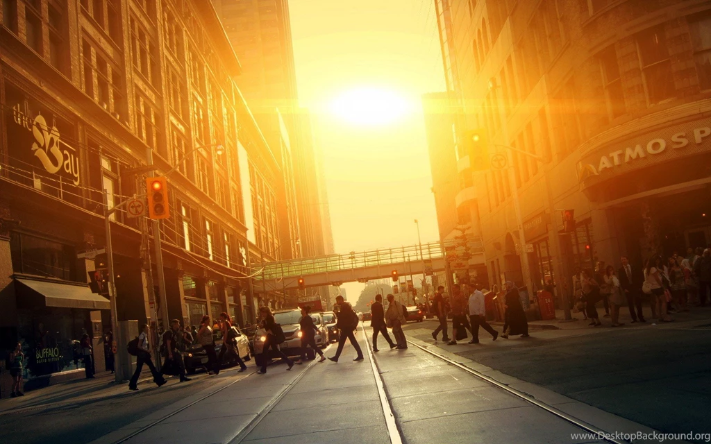 Urban Life Sunset Pedestrian Crossing Desktop Wallpapers
