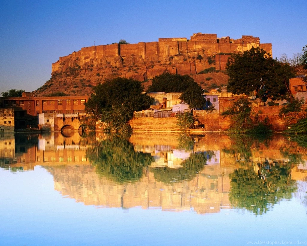 Fort Reflected Sunset India Skyline Wallpapers