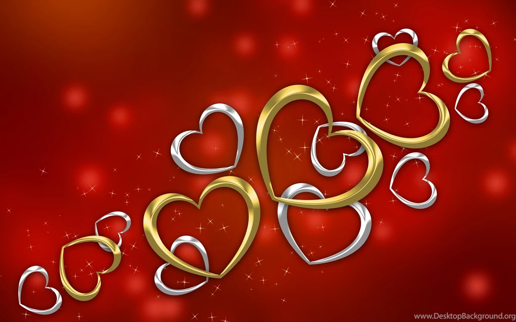 Holidays: Gold Silver Hearts Love Valentine Day Heart Free Desktop ...