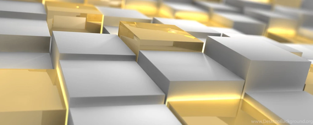 Download Wallpapers 2560x1024 Cubes, Silver, Gold, Form Dual ...
