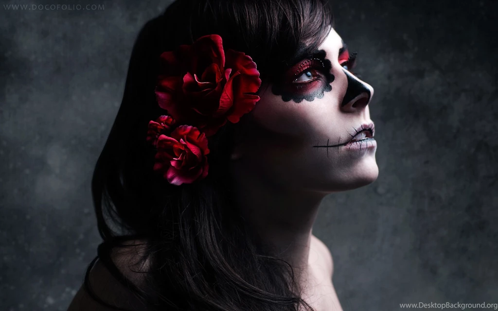 Brunettes Women Skulls Flowers Roses Sugar Skulls Wallpapers ...