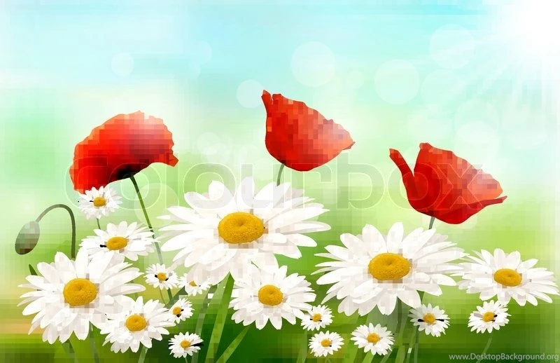 Nature Backgrounds With Summer Flowers And Open Zipper Vector ...