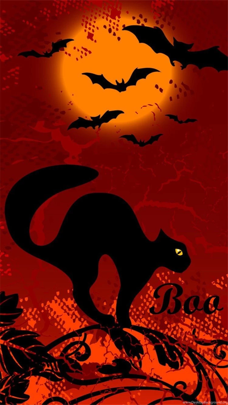 Black Cat And Bats Boo Halloween iPhone 6 Wallpapers For 2015 ...