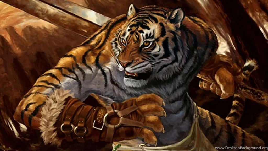 Wallpaper: Mighty, Tiger Warrior, Animal, Fantasy, Armed, Ambush ...