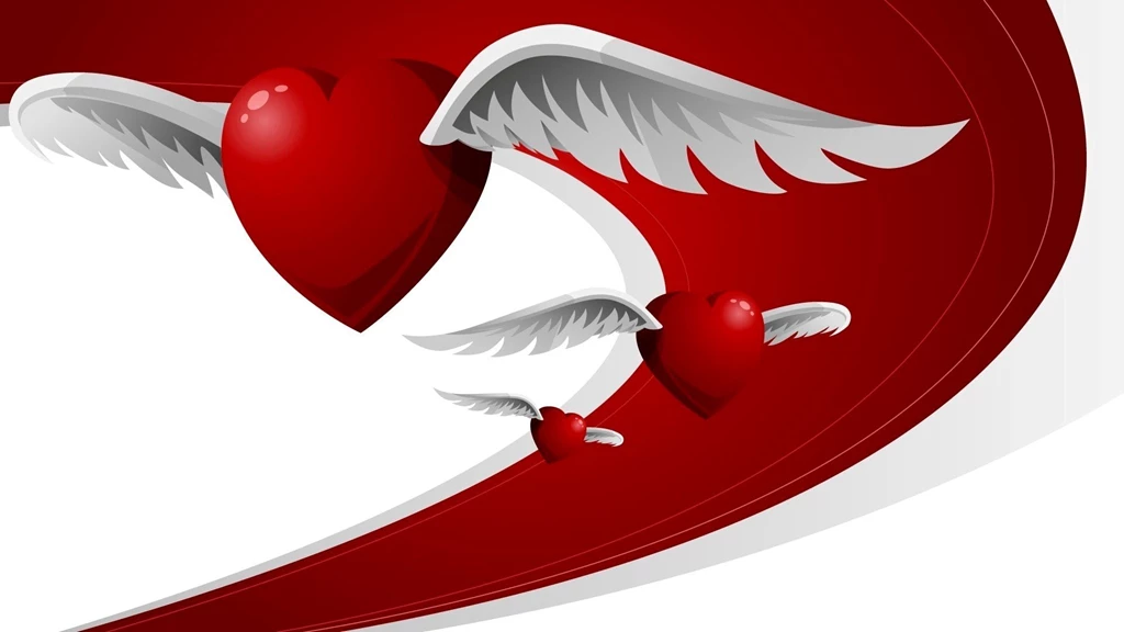 Red Heart With White Wings