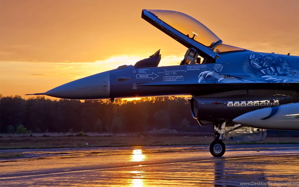 Free Jet Fighter At Sunset Computer Desktop Wallpapers