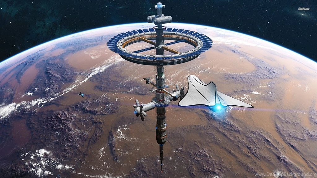 32954 Space Station Orbiting The Planet 1920x1080 Fantasy ...