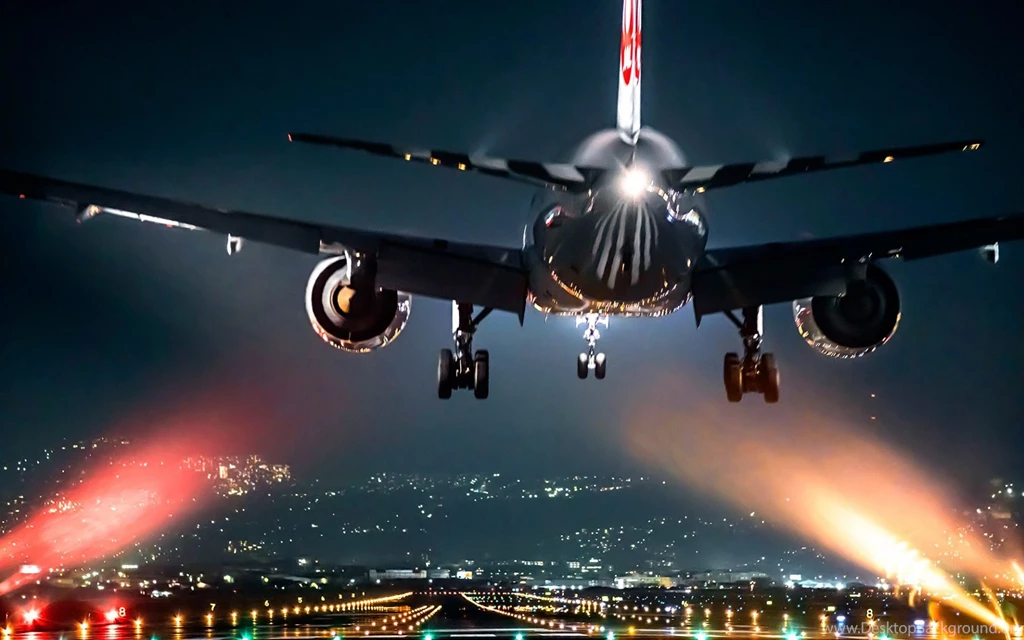 Airplane Take Off At Night Wallpapers HD Free Download Desktop