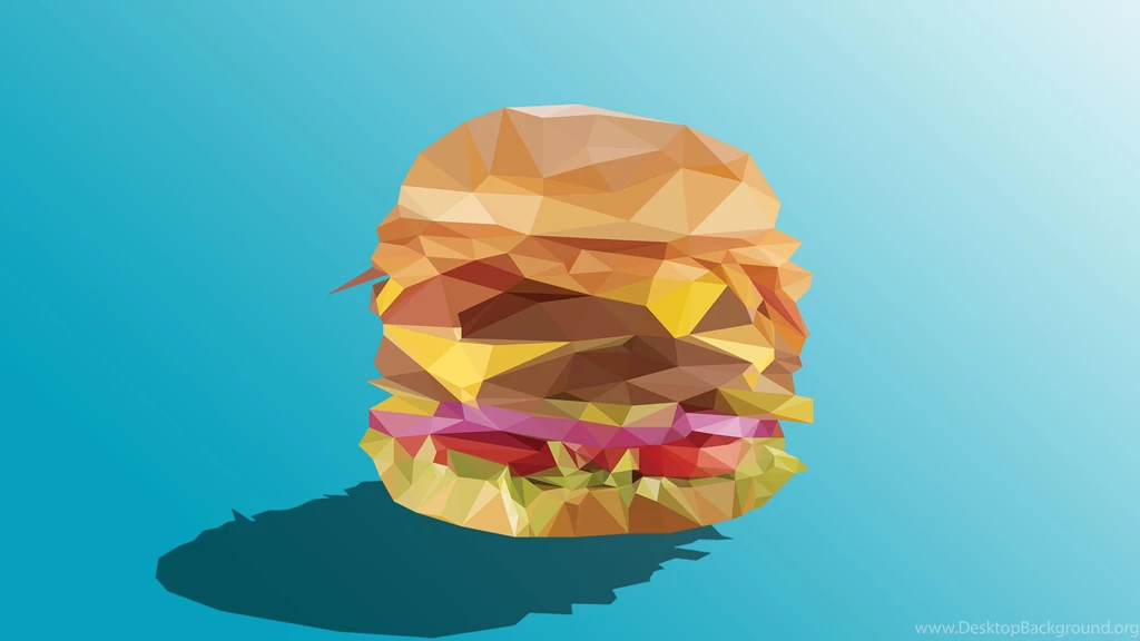Low Poly Burger (3200 X 1800) : Wallpapers