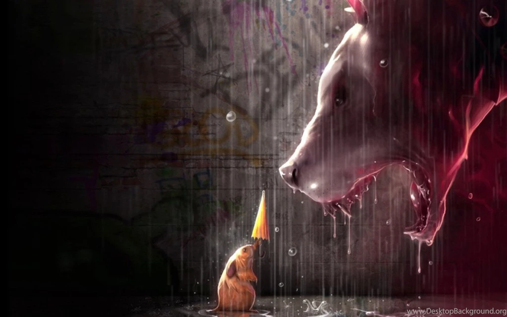 Lights Rain Artistic Yellow Animals Dogs Artwork Necklaces ...