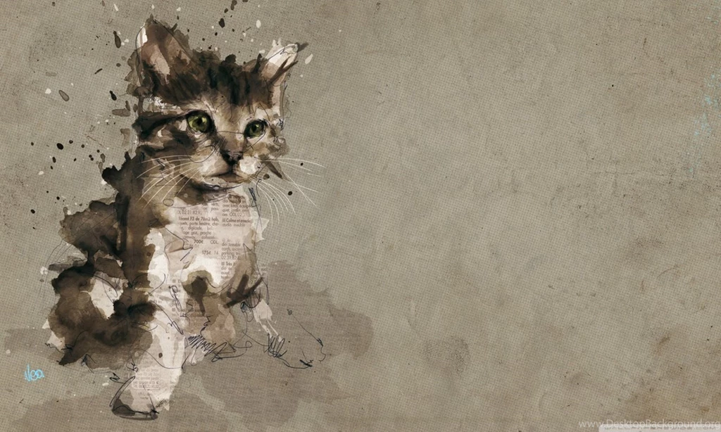 Cat Painting HD Desktop Wallpapers : Widescreen : High Definition ...