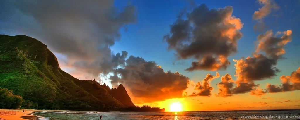 Download Wallpapers 2560x1024 Beach, Sea, Sand, Sunset Dual Monitor ...