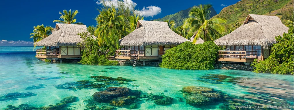 Paradise Island Sun Sea Sky Bungalow Multi Monitor Dual Screen ...