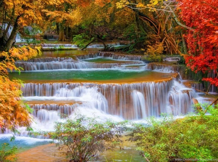 Waterfall River Landscape Nature Waterfalls Autumn Wallpapers ...