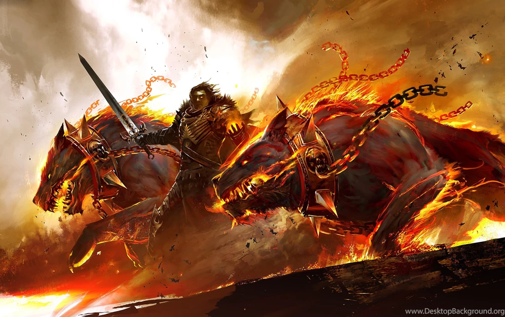 Wallpapers Guild Wars 2, Guild Wars, Armor, Sword, Fire, Cerberus ...