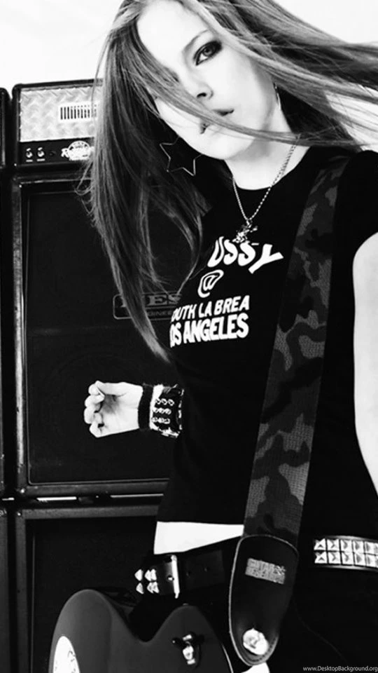 Download Wallpapers 540x960 Avril Lavigne, Guitar, Acoustics, T ...