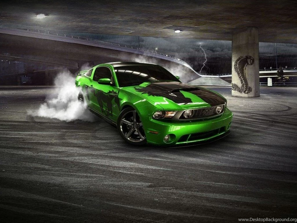 Wallpapers Ford Mustang Gt Drifting Car Green With Resolution ...