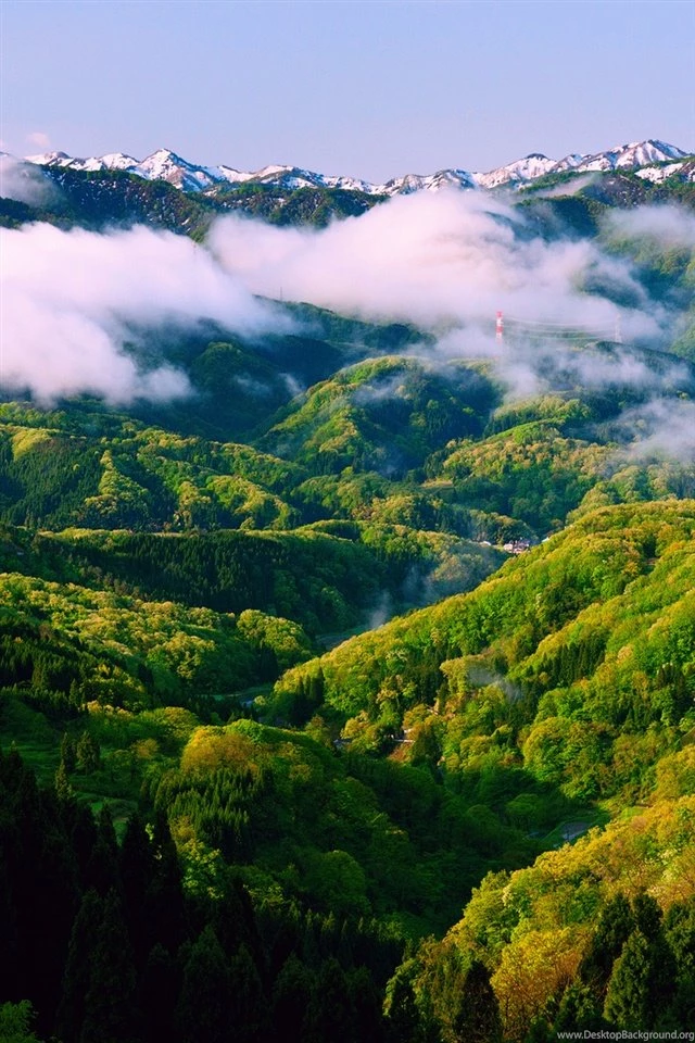 Japan Honshu Ishikawa, Spring Morning, Nature, Mist, Mountains ...