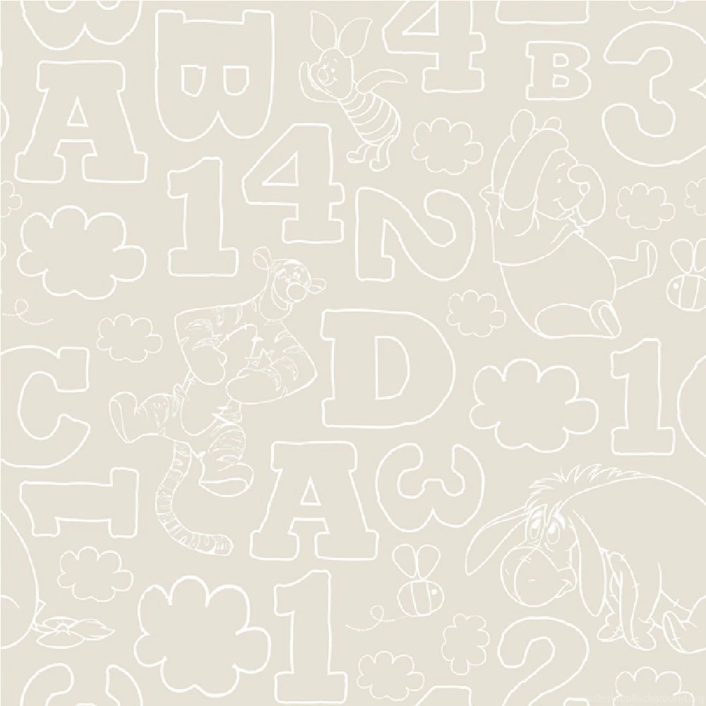 Disney Winnie The Pooh 123 Numbers Letters Children's Kids' Wallpapers