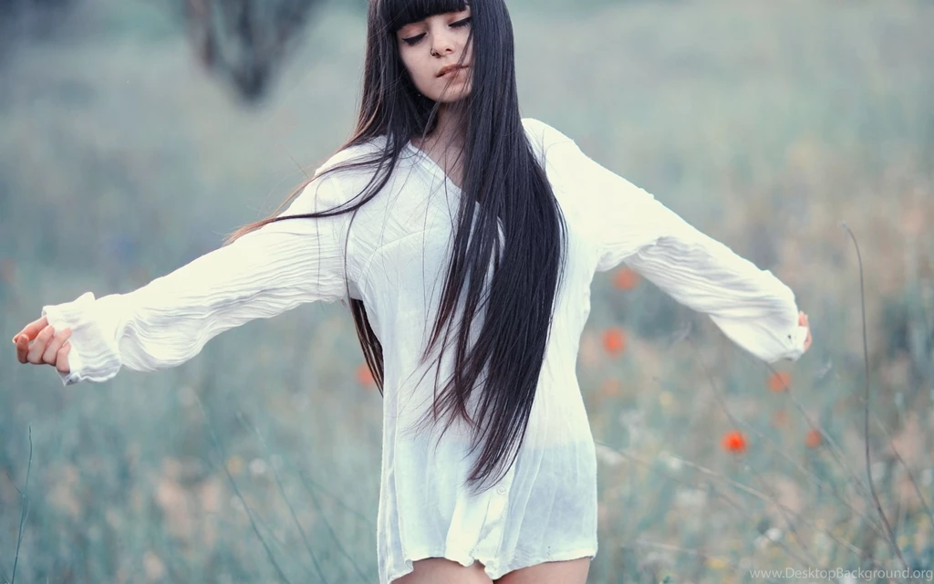 Long Hair Girl, White Dress, Meadow, Dream Wallpaper,Long HD ...