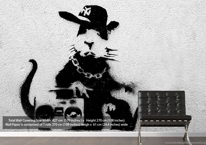 Rapping Rat Banksy Wallpapers Printed Wall Paper