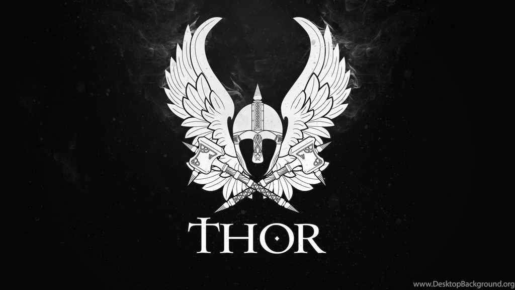 Wings Thor Hammer Helmets Black Backgrounds Symbols Wallpapers