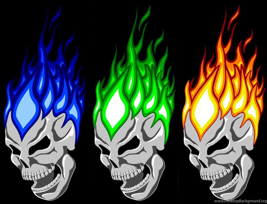 Free Flaming Skulls Coloring Pages