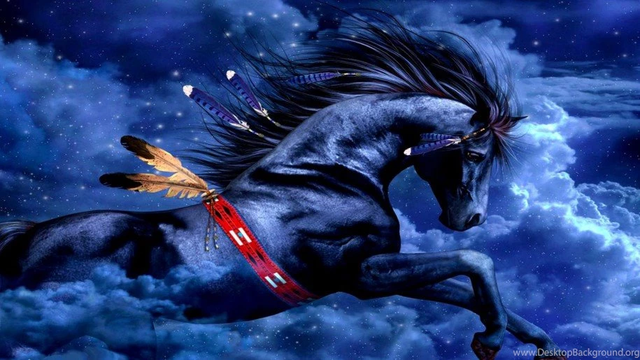Fantasy Digital Art Blue Indian Horse Wallpapers Design ...