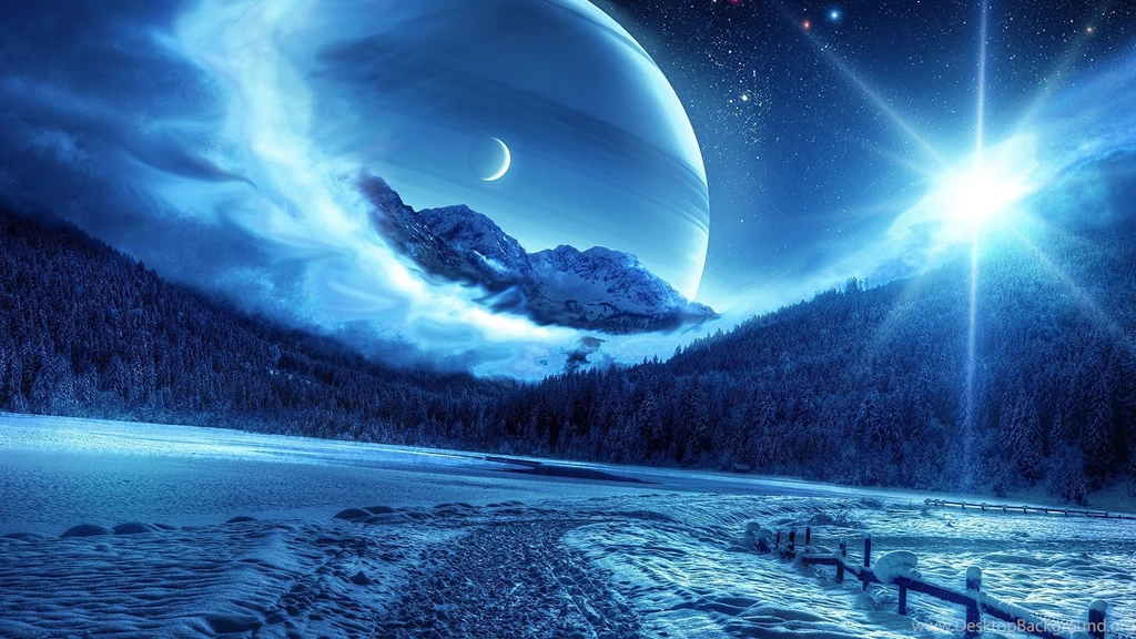 Wallpapers Download 3840x2160 Fantastic Winter Night Big Moon On ...