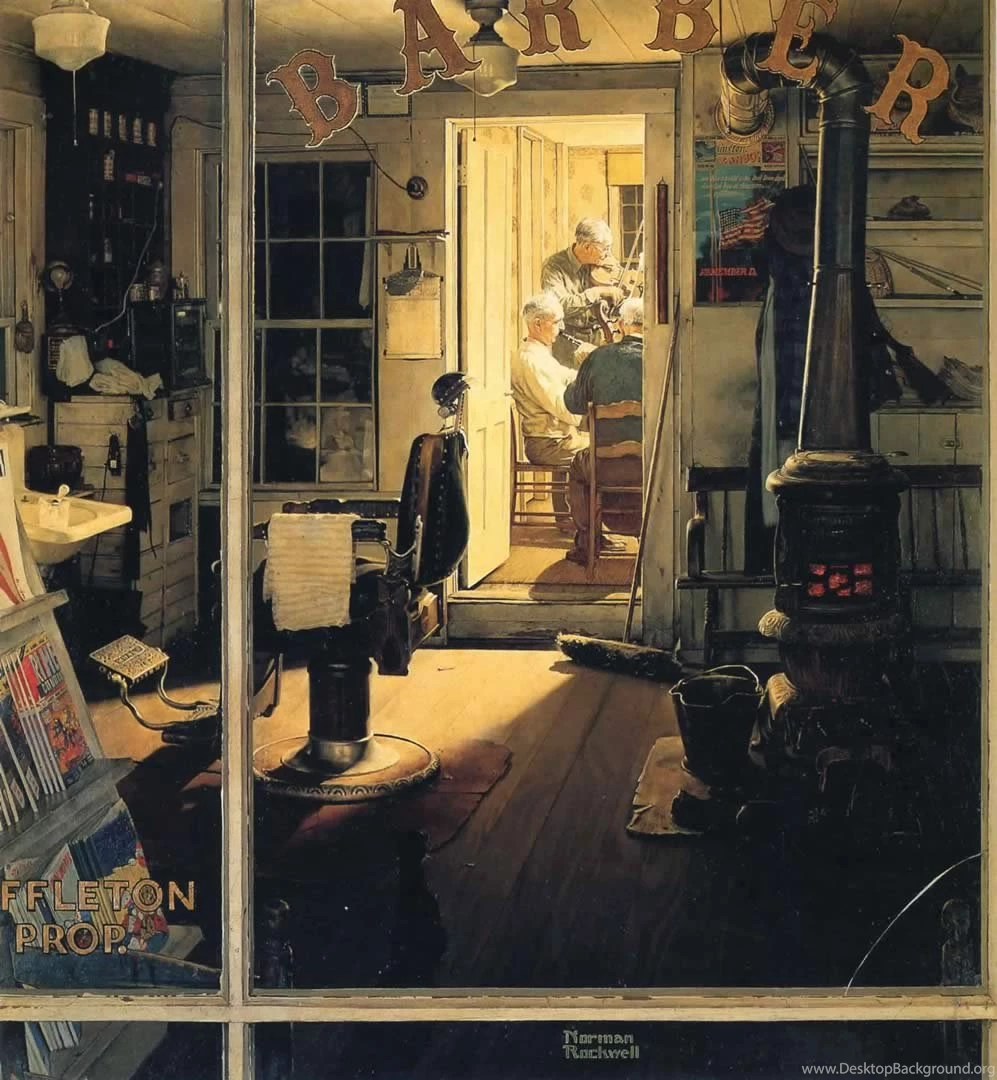 Shuffletons Barber Shop Norman Rockwell Paintings Wallpapers Image
