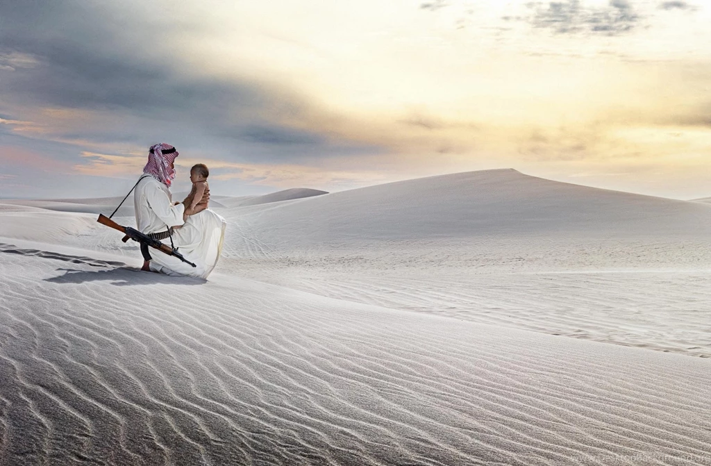 Wallpapers Father And Son In The Desert With Rifle 1920 X 1259 ...