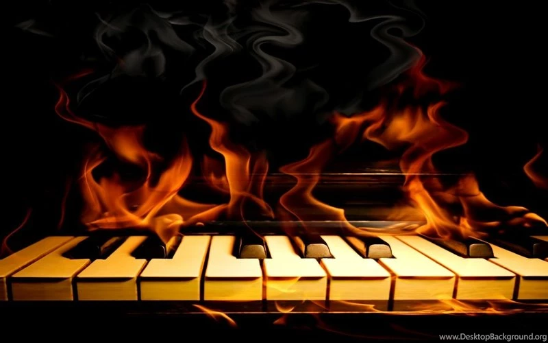 3D Music Piano Fire Wallpapers