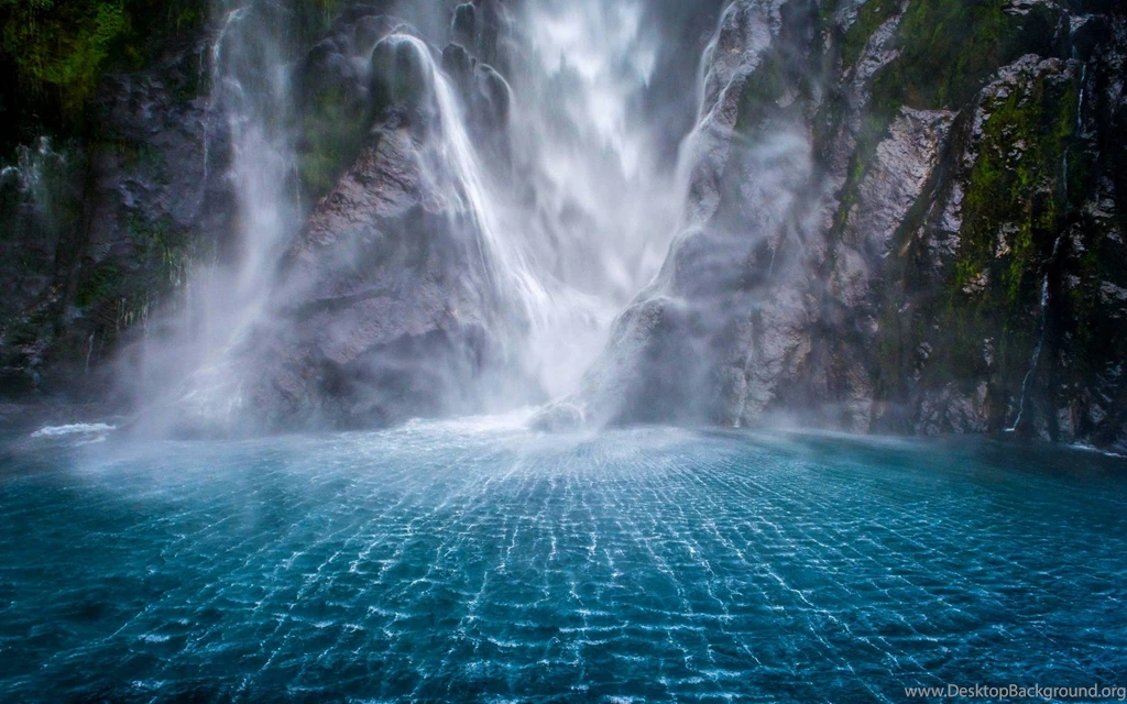 Landscape, Waterfall, Mountain, Moss, Milford Sound, Nature, New ...