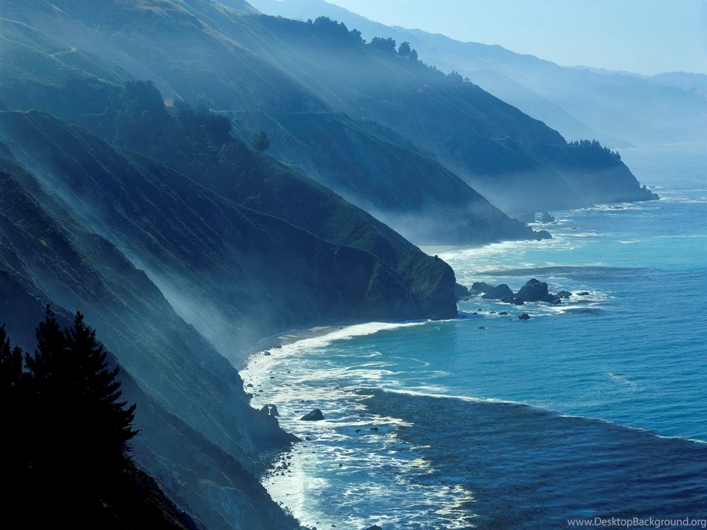 Foggy Morning Along Highway 1, Big Sur, California Hqworld.net ...