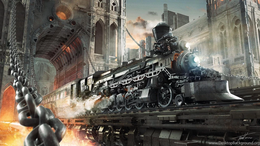 Steampunk Trains Fantastic World Technics Chain Fantasy >> HD ...