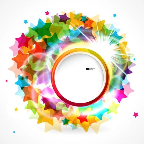 Shiny Round With Colored Stars Backgrounds Vector Vector ...