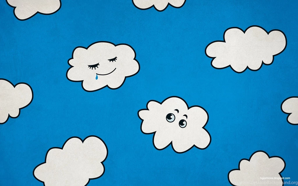 Blue Sky Funny Cartoon Clouds
