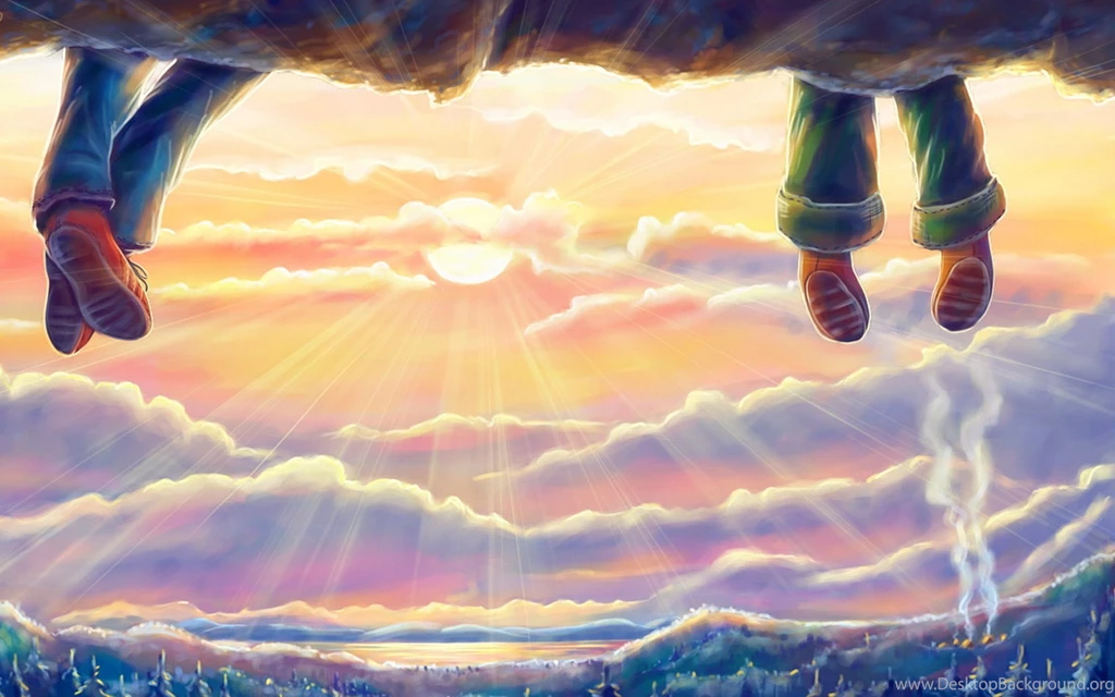 Cartoon Sunset Clouds Wallpapers
