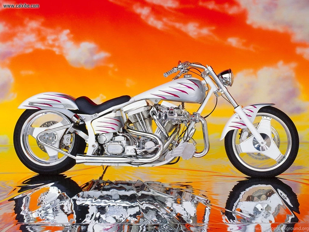 Motor: White Silver Custom Harley Davidson, Picture Nr. 14969