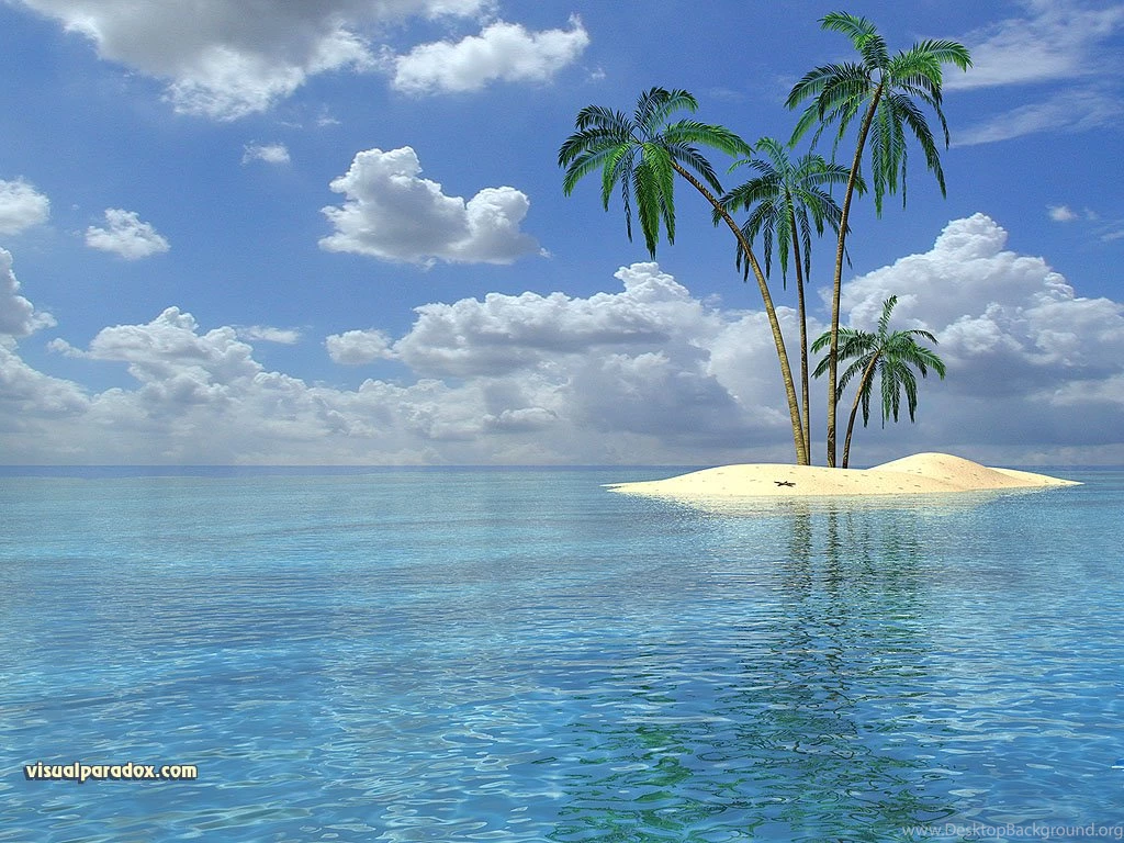 Blue Ocean And Island Backgrounds